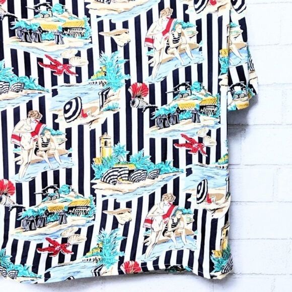 VINTAGE Beach Vacation Button Up Shirt L - Picture 8 of 9